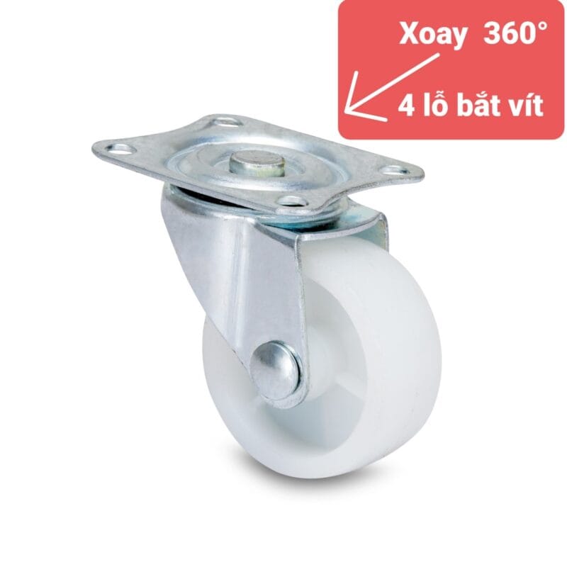 Bánh xe nhựa pp màu đen trắng 1inch, 1.5inch, 2inch