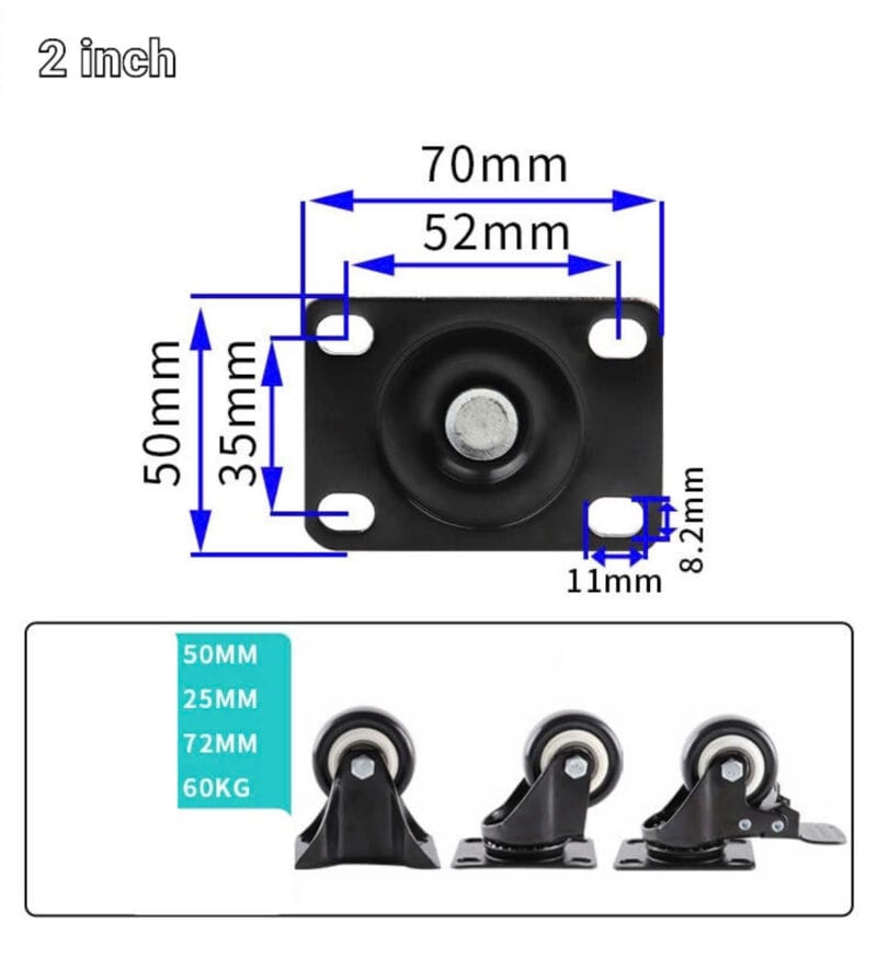 Bánh xe pu loại 4 lỗ bắt vít