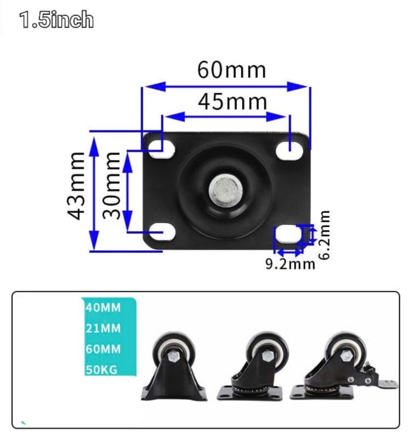 Bánh xe pu loại 4 lỗ bắt vít