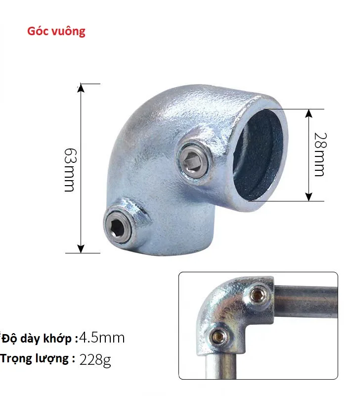 Khớp nối nhanh thép mạ kẽm dùng cho ống tròn phi 27 chịu lực lớn Khớp nối nhanh thép mạ kẽm dùng cho ống tròn phi 27 chịu lực lớn